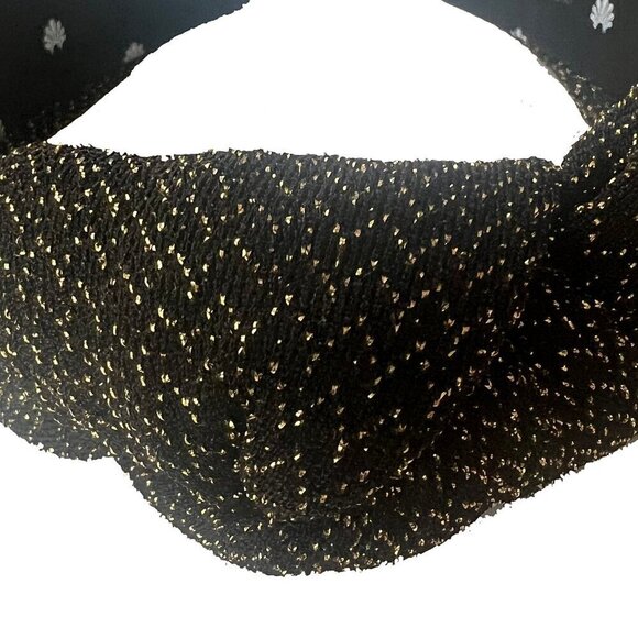 RARE Lele Sadoughi Black Gold Metallic Chevron Knotted Party Headband NWOT main image 5